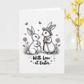 Paasliebe Konijn Kunstkaart Kaart (Gele Bloem)