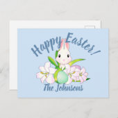 Paaslilies en zweet Bunnies Briefkaart (Voorkant / Achterkant)