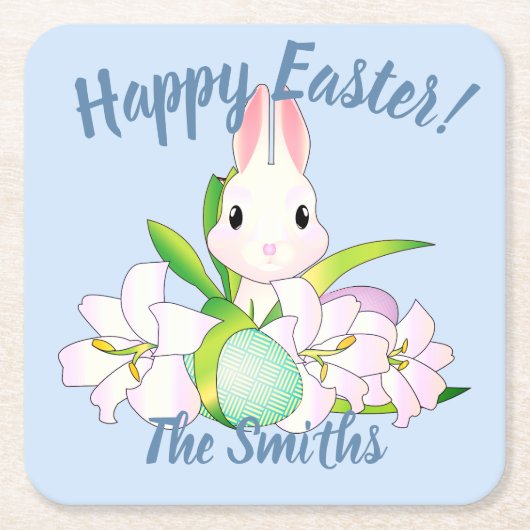 Paaslilies en zweet Bunnies Kartonnen Onderzetters (Voorkant)