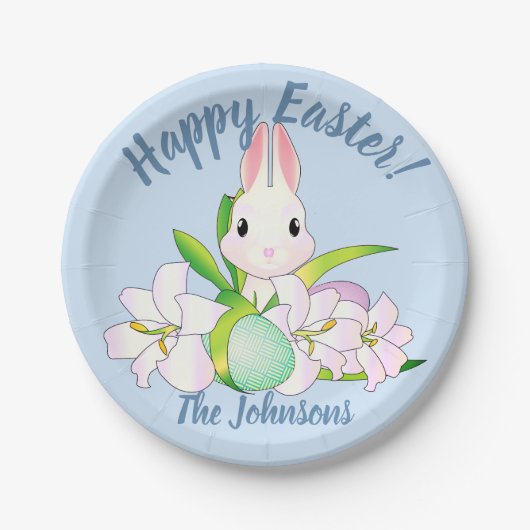 Paaslilies en zweet Bunnies Papieren Bordje (Voorkant)