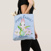 Paaslilies en zweet Bunnies Tote Bag (Dichtbij)