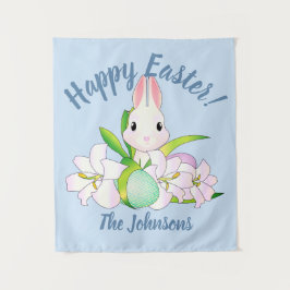 Paaslilies en zweet Bunnies Wandkleed