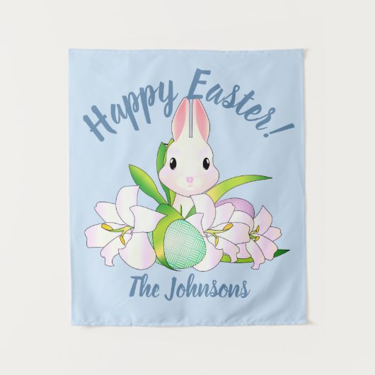 Paaslilies en zweet Bunnies Wandkleed (Voorkant)