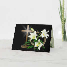 Paaslilies, Kroon en Kruis Feestdagen Kaart