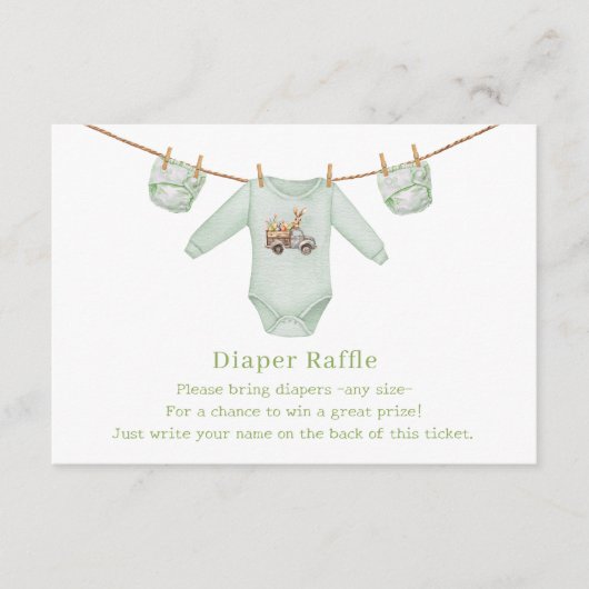 Paasluier Raffle Groen Neutraal Baby shower Informatiekaartje (Voorkant)