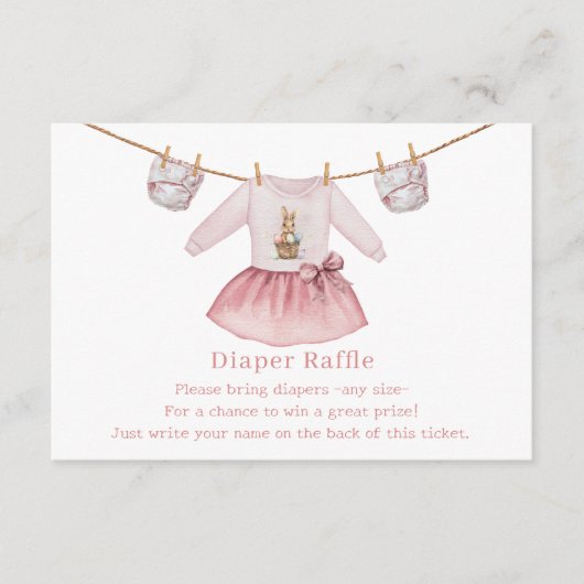 Paasluier Raffle Roze Meisje Baby shower Informatiekaartje (Voorkant)