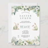 Paaslunch Egg Hunt Salie Groene Waterverf Bloemen Kaart (Voorkant)