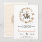  paaslunch & eierjacht bloemenkonijn kaart (Voorkant / Achterkant)