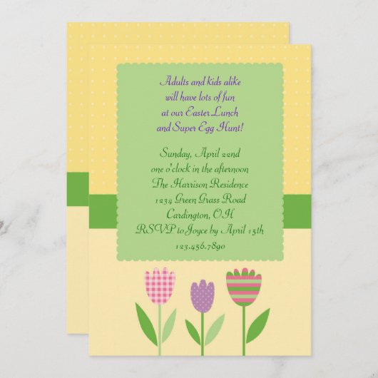 Paaslunch en Egg Hunt Uitnodiging (Voorkant / Achterkant)