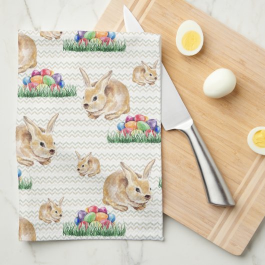 paasmaaltijd en kleurrijke eieren theedoek (Quarter Fold)
