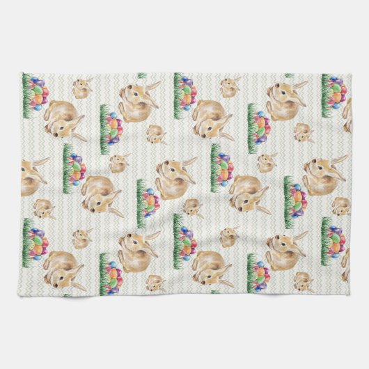 paasmaaltijd en kleurrijke eieren theedoek (Horizontaal)