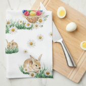 paasmaaltijd en kleurrijke eieren theedoek (Quarter Fold)