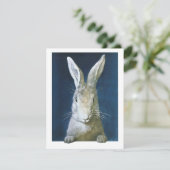  paasmaaltijd, staartje, witte konijn feestdagenkaart (Staand voorkant)