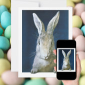  paasmaaltijd, staartje, witte konijn feestdagenkaart