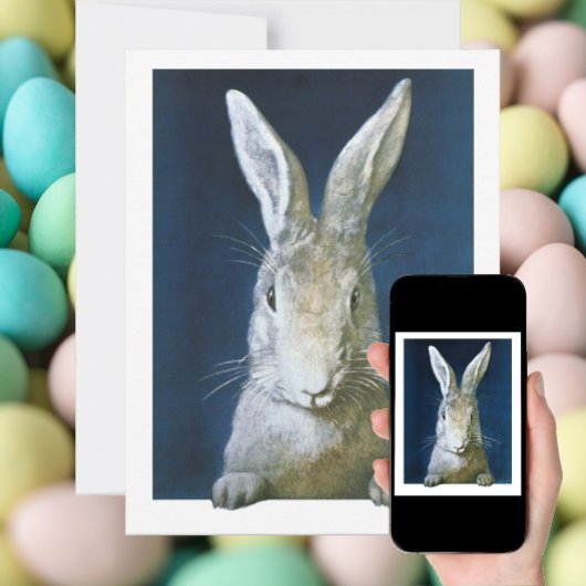  paasmaaltijd, staartje, witte konijn feestdagenkaart