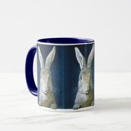 paasmaaltijd, staartje, witte konijn mok (Voorkant links)