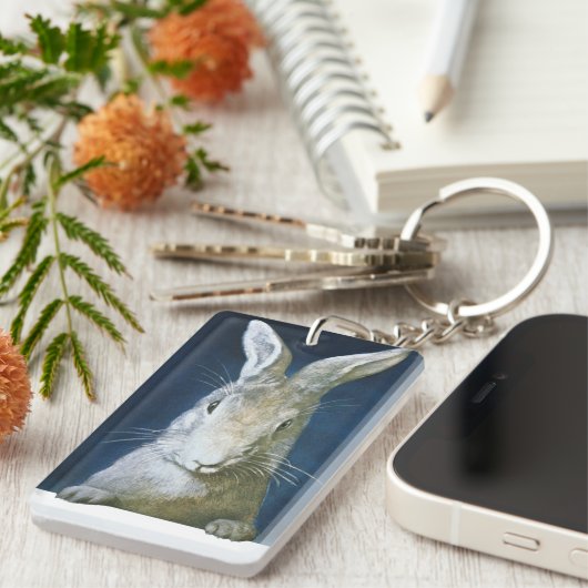  paasmaaltijd, staartje, witte konijn sleutelhanger (Voorkant Rechts)