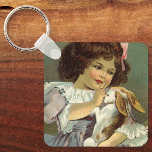  paasmakereieren, Victoriaans meisje Bunny Rabbit Sleutelhanger (Voorkant)