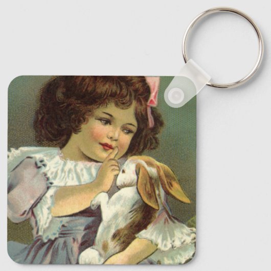  paasmakereieren, Victoriaans meisje Bunny Rabbit Sleutelhanger (Achterkant)