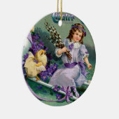 paasmakerij Girl Egg Chick Carriage Keramisch Ornament (Rechts)