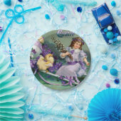 paasmakerij Girl Egg Chick Carriage Papieren Bordje (Feest)