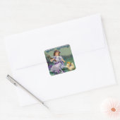 paasmakerij Girl Egg Chick Carriage Vierkante Sticker (Envelop)