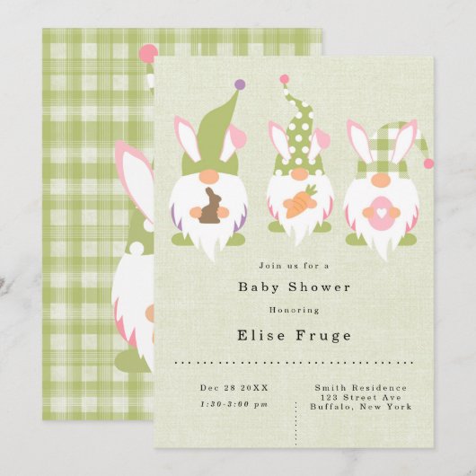 Paasmakerij Groene Baby shower Uitnodiging (Voorkant / Achterkant)