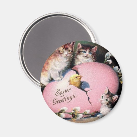 paasmakerij Katten Chick en paaseieren Magneet (Voorkant / Achterkant)