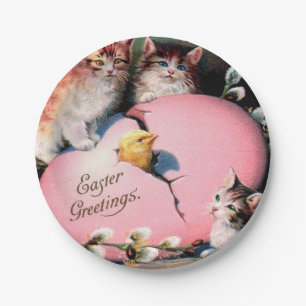 paasmakerij Katten Chick en paaseieren Papieren Bordje