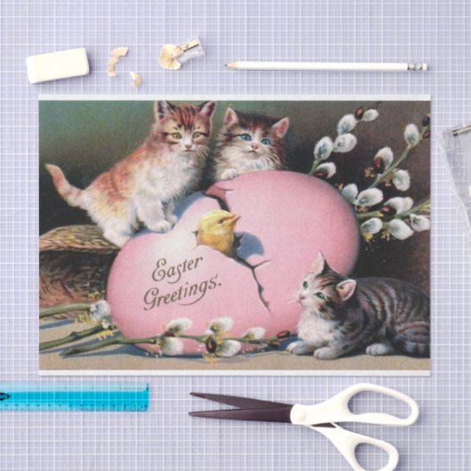  paasmakerij Katten Chick en paaseieren Tissuepapier (Craft)