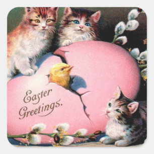  paasmakerij Katten Chick en paaseieren Vierkante Sticker