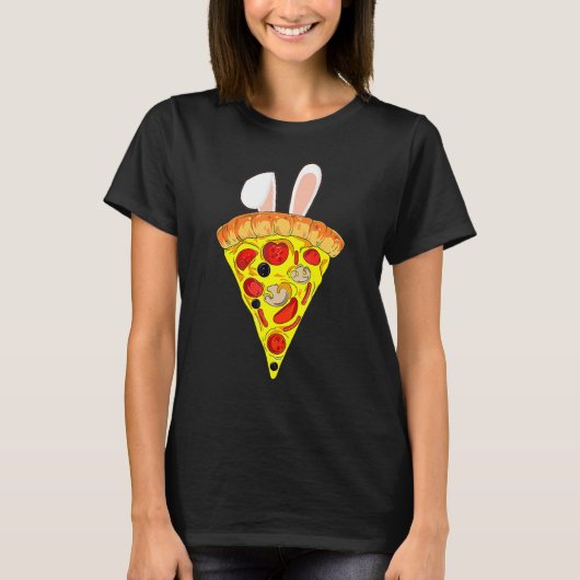 Paasmakerij Pizza Slice Bunny Ears Funny Snack Foo T-shirt (Voorkant)