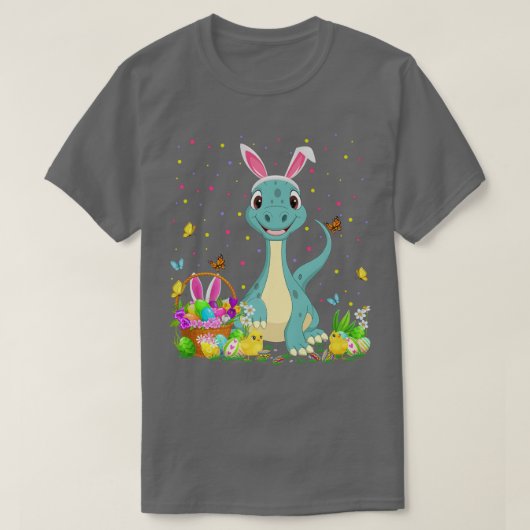 Paasmakerij voor de eitenjacht in dinosaur t-shirt (Design voorkant)