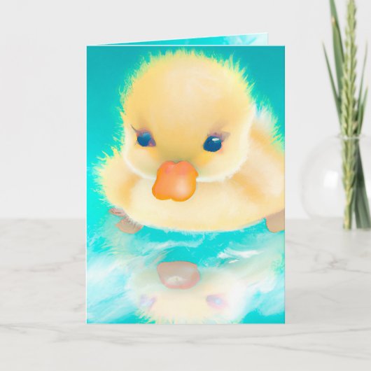 Paasmakerij - Waterverf die de Fuzzy Gele Ducky aa Feestdagen Kaart (Voorkant)