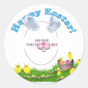 Paasmand Basket Foto Frame voor Pasen Ronde Sticker