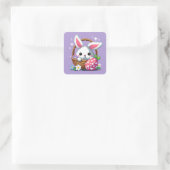 Paasmand Bunny 8 bit pixel art Vierkante Sticker (Tas)