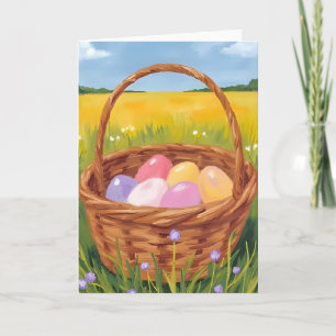 Paasmand Egg Hunt Pastel Waterverf Feestdagen Kaart