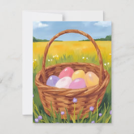 Paasmand Egg Hunt Pastel Waterverf Feestdagenkaart