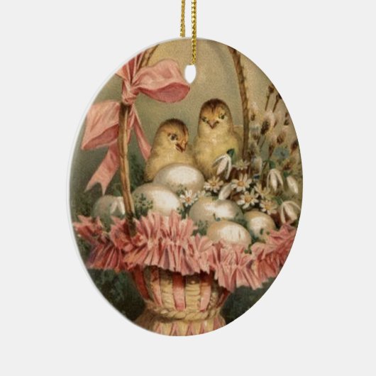 Paasmand Ei Chick Roze Boog Keramisch Ornament (Rechts)