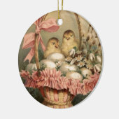 Paasmand Ei Kuiken Roze Strik Keramisch Ornament (Links)