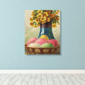 Paasmand Eieren Bloemen Antiek Canvas Afdruk (Insitu (Houten vloer))