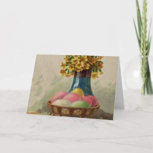 Paasmand Eieren Bloemen Antiek Feestdagen Kaart