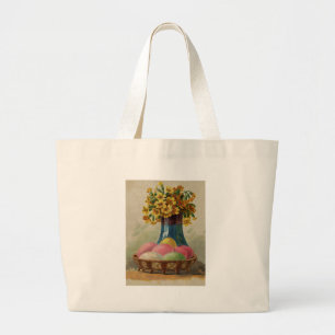 Paasmand Eieren Bloemen Antiek Grote Tote Bag