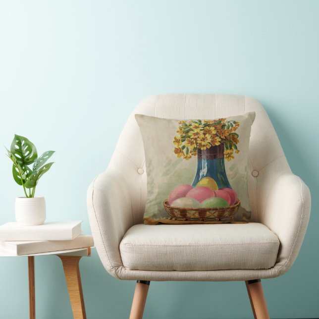 Paasmand Eieren Bloemen Antiek Kussen (Stoel)
