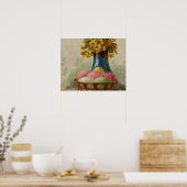 Paasmand Eieren Bloemen Antiek Poster (Keuken)
