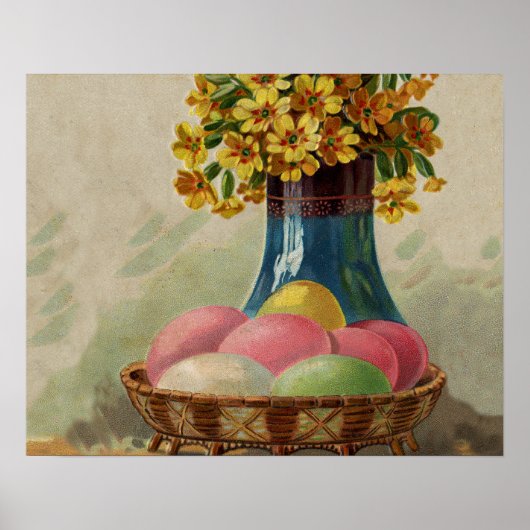 Paasmand Eieren Bloemen Antiek Poster (Voorkant)