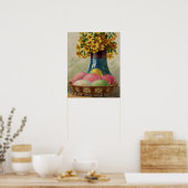 Paasmand Eieren Bloemen Antiek Poster (Keuken)