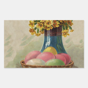 Paasmand Eieren Bloemen Antiek Rechthoekige Sticker