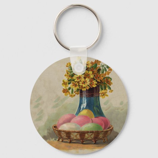 Paasmand Eieren Bloemen Antiek Sleutelhanger (Voorkant)