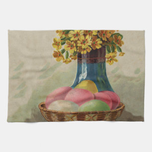 Paasmand Eieren Bloemen Antiek Theedoek
